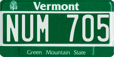 VT license plate NUM705