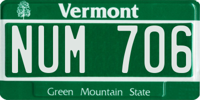 VT license plate NUM706