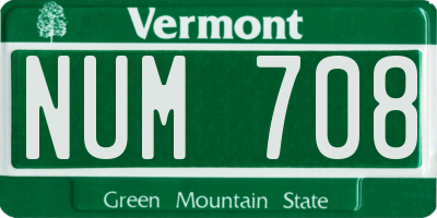 VT license plate NUM708