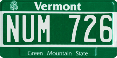 VT license plate NUM726