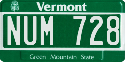 VT license plate NUM728