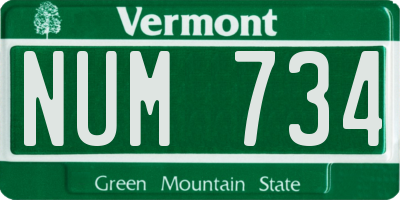 VT license plate NUM734