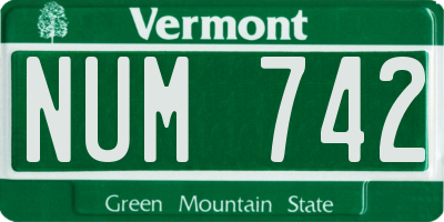 VT license plate NUM742