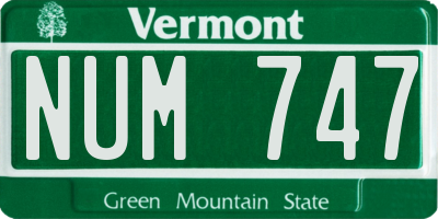VT license plate NUM747
