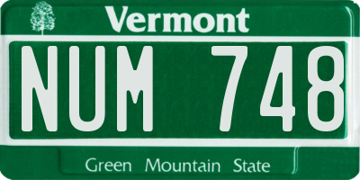 VT license plate NUM748