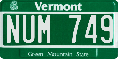 VT license plate NUM749