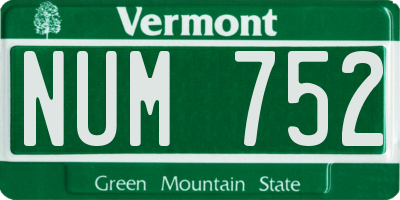 VT license plate NUM752