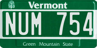 VT license plate NUM754