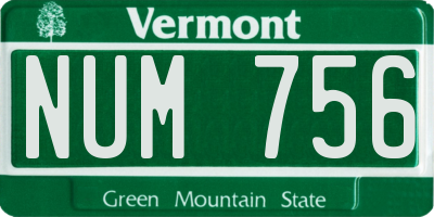 VT license plate NUM756