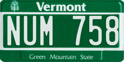 VT license plate NUM758