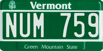 VT license plate NUM759