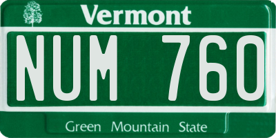 VT license plate NUM760