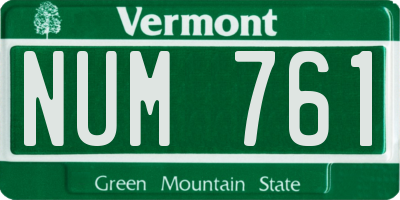 VT license plate NUM761