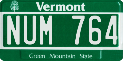 VT license plate NUM764