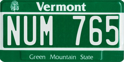VT license plate NUM765