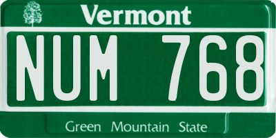 VT license plate NUM768