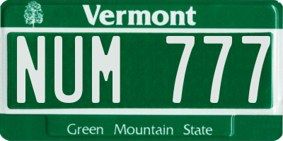 VT license plate NUM777