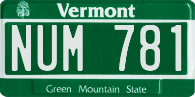 VT license plate NUM781