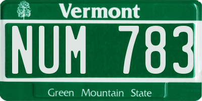 VT license plate NUM783