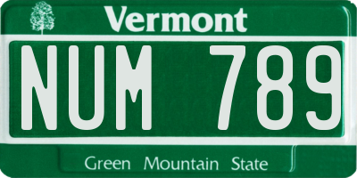 VT license plate NUM789
