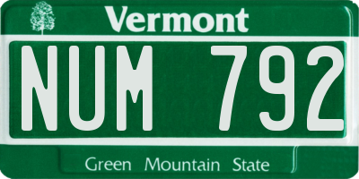 VT license plate NUM792