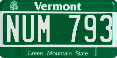 VT license plate NUM793