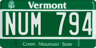 VT license plate NUM794