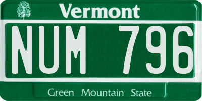 VT license plate NUM796