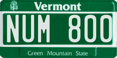 VT license plate NUM800