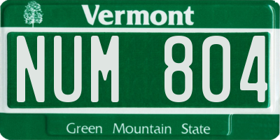 VT license plate NUM804