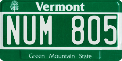 VT license plate NUM805