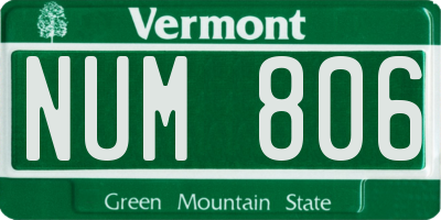 VT license plate NUM806