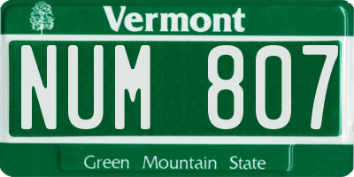 VT license plate NUM807