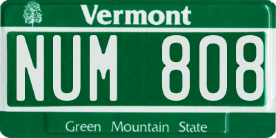 VT license plate NUM808