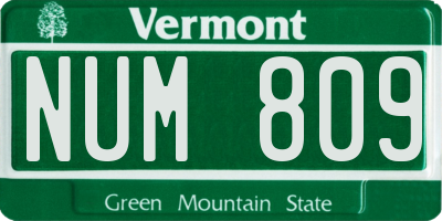 VT license plate NUM809