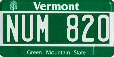 VT license plate NUM820