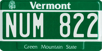 VT license plate NUM822