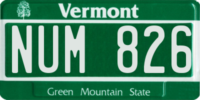 VT license plate NUM826