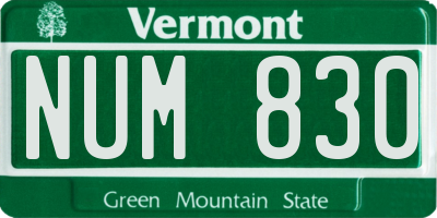 VT license plate NUM830