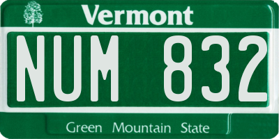 VT license plate NUM832