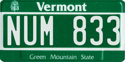 VT license plate NUM833