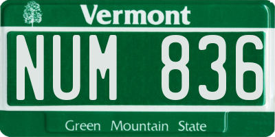 VT license plate NUM836