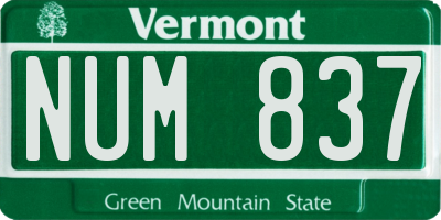VT license plate NUM837
