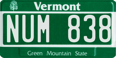 VT license plate NUM838