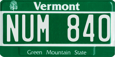 VT license plate NUM840
