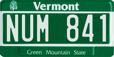 VT license plate NUM841