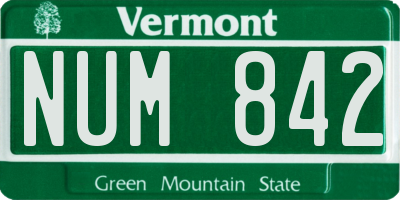 VT license plate NUM842