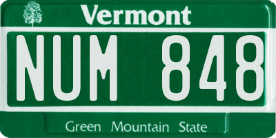 VT license plate NUM848