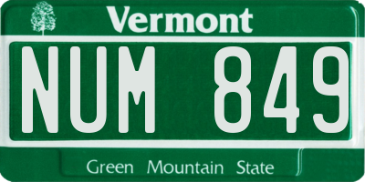 VT license plate NUM849