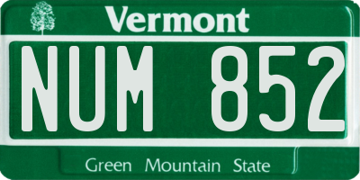 VT license plate NUM852